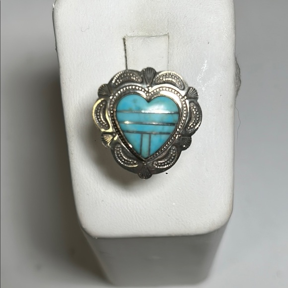 Kingman Jewelry - ⭐️⭐️Navajo Sterling Turquoise Heart 🩵Ring🌟
